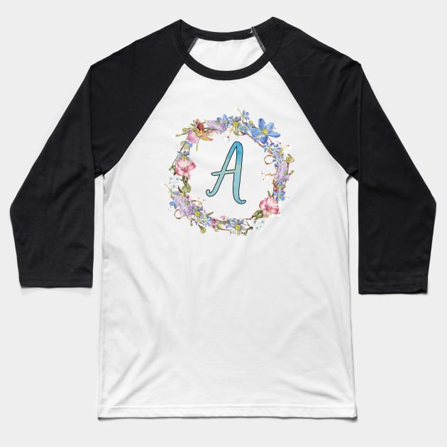 monogram letter a girly typography Baseball T-Shirt by untagged_shop